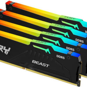 kingston fury beast rgb ddr5 128gb ram with 4x32gb modules and speed 5600 for desktop